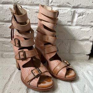 Freebird Pink Croc strapped boots